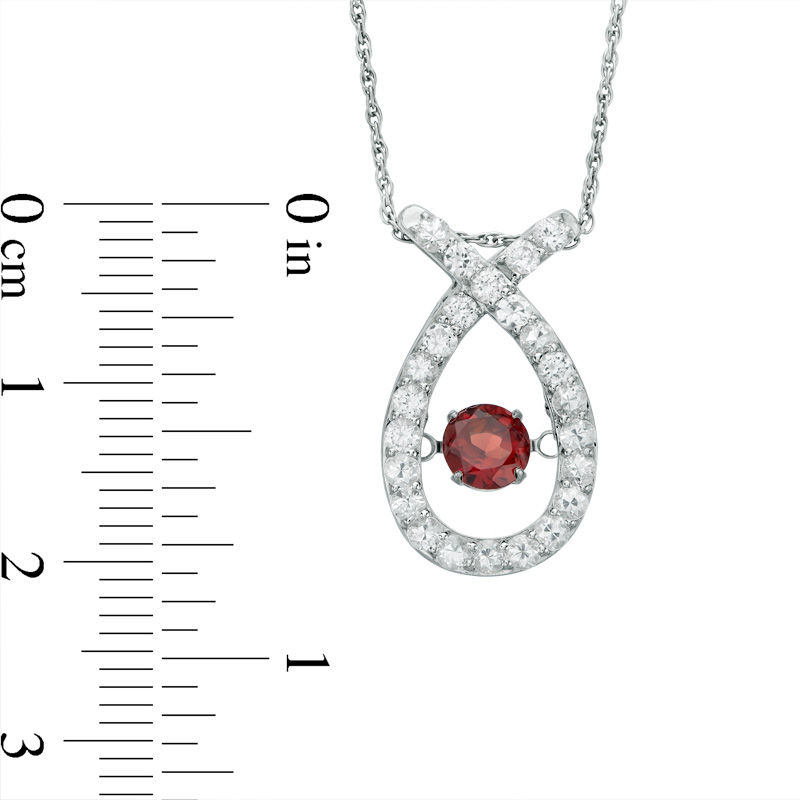 Unstoppable Love™ 5.7mm Garnet and Lab-Created White Sapphire Ribbon Pendant in Sterling Silver