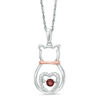 Unstoppable Love™ Garnet and Diamond Accent Cat Pendant in Sterling Silver and 10K Rose Gold