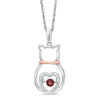 Thumbnail Image 1 of Unstoppable Love™ Garnet and Diamond Accent Cat Pendant in Sterling Silver and 10K Rose Gold