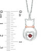 Unstoppable Love™ Garnet and Diamond Accent Cat Pendant in Sterling Silver and 10K Rose Gold