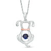 Thumbnail Image 1 of Unstoppable Love™ 4.0mm Lab-Created Blue Sapphire and Diamond Accent Dog Pendant in Sterling Silver and 10K Rose Gold