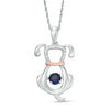 Thumbnail Image 0 of Unstoppable Love™ 4.0mm Lab-Created Blue Sapphire and Diamond Accent Dog Pendant in Sterling Silver and 10K Rose Gold