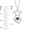 Unstoppable Love™ 4.0mm Lab-Created Blue Sapphire and Diamond Accent Dog Pendant in Sterling Silver and 10K Rose Gold
