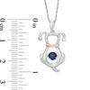 Thumbnail Image 1 of Unstoppable Love™ 4.0mm Lab-Created Blue Sapphire and Diamond Accent Dog Pendant in Sterling Silver and 10K Rose Gold