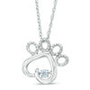 Unstoppable Love™ Aquamarine and Diamond Accent Paw Print Pendant in Sterling Silver