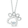 Thumbnail Image 0 of Unstoppable Love™ Aquamarine and Diamond Accent Paw Print Pendant in Sterling Silver