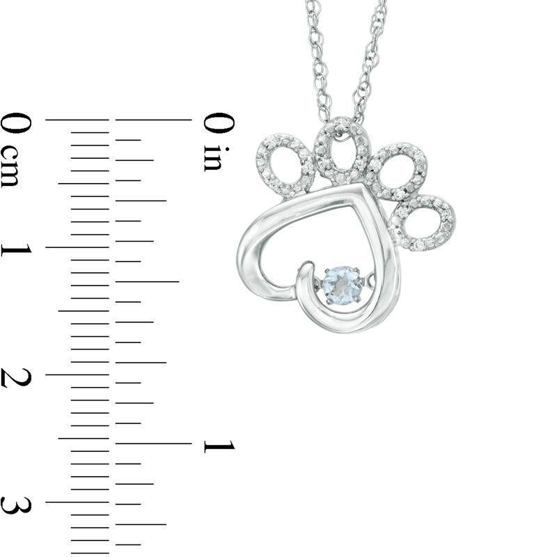 Unstoppable Love™ Aquamarine and Diamond Accent Paw Print Pendant in Sterling Silver