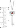Unstoppable Love™ 4.0mm Garnet and Lab-Created White Sapphire Heart-Top Key Pendant in Sterling Silver