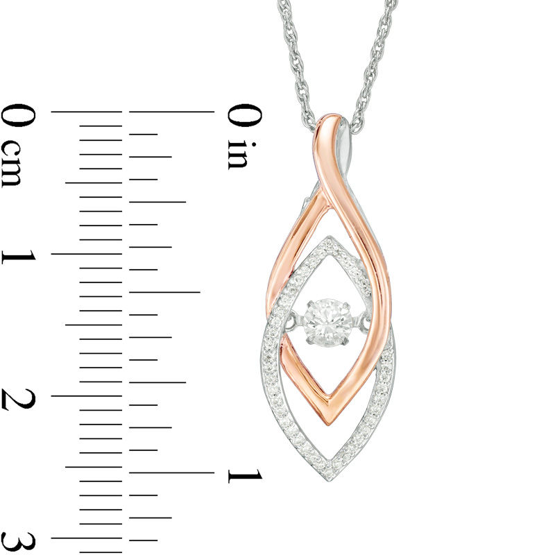 Main Image 2 of Unstoppable Love™ Lab-Created White Sapphire and 0.09 CT. T.W. Diamond Pendant in Sterling Silver and 10K Rose Gold
