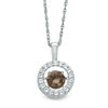 Thumbnail Image 0 of Unstoppable Love™ 5.5mm Smoky Quartz and Lab-Created White Sapphire Circle Pendant in Sterling Silver