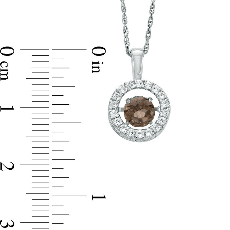 Unstoppable Love™ 5.5mm Smoky Quartz and Lab-Created White Sapphire Circle Pendant in Sterling Silver