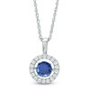 Thumbnail Image 0 of Unstoppable Love™ 5.5mm Lab-Created Blue and White Sapphire Circle Pendant in Sterling Silver