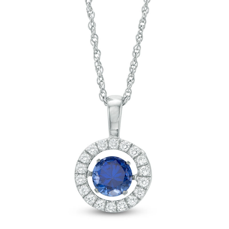 Unstoppable Love™ 5.5mm Lab-Created Blue and White Sapphire Circle Pendant in Sterling Silver