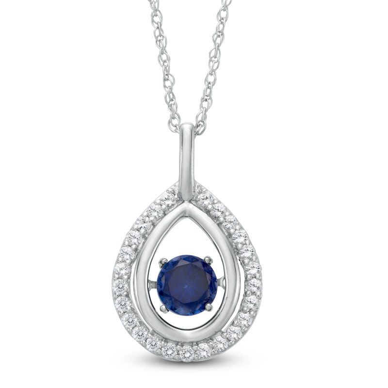 Unstoppable Love™ 5.7mm Lab-Created Blue and White Sapphire Teardrop Pendant in Sterling Silver