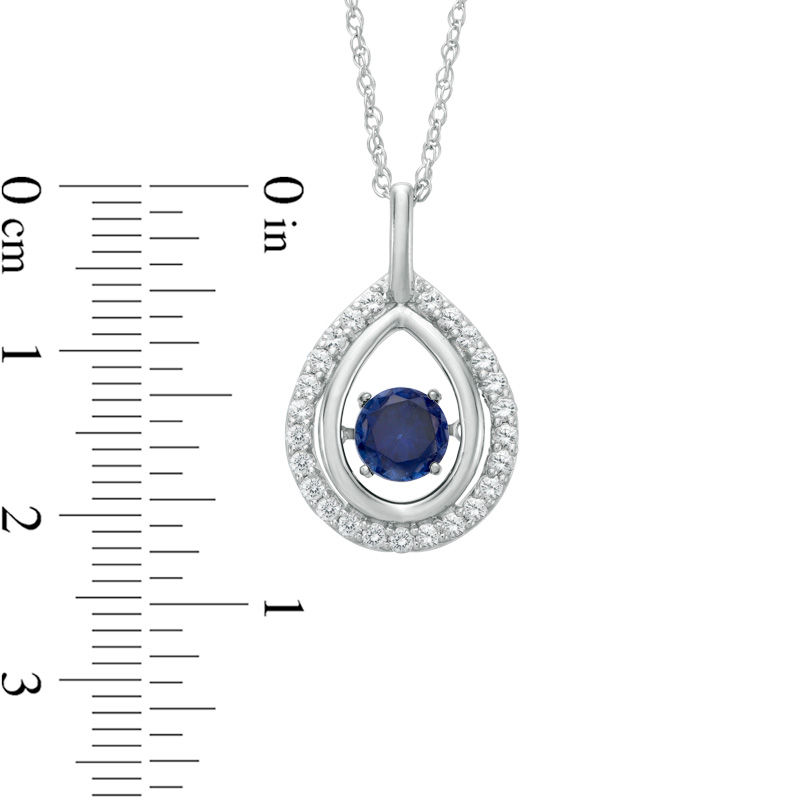Unstoppable Love™ 5.7mm Lab-Created Blue and White Sapphire Teardrop Pendant in Sterling Silver