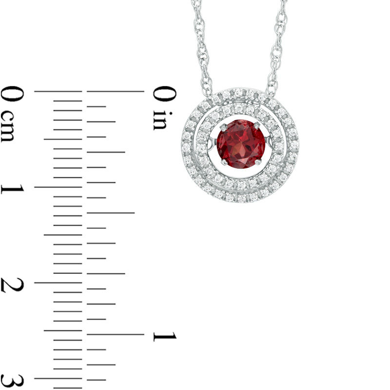 Unstoppable Love™ 5.0mm Garnet and 0.15 CT. T.W. Diamond Double Row Circle Pendant in Sterling Silver