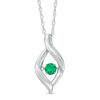 Unstoppable Love™ 4.0mm Lab-Created Emerald Ribbon Flame Pendant in Sterling Silver