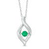 Thumbnail Image 0 of Unstoppable Love™ 4.0mm Lab-Created Emerald Ribbon Flame Pendant in Sterling Silver