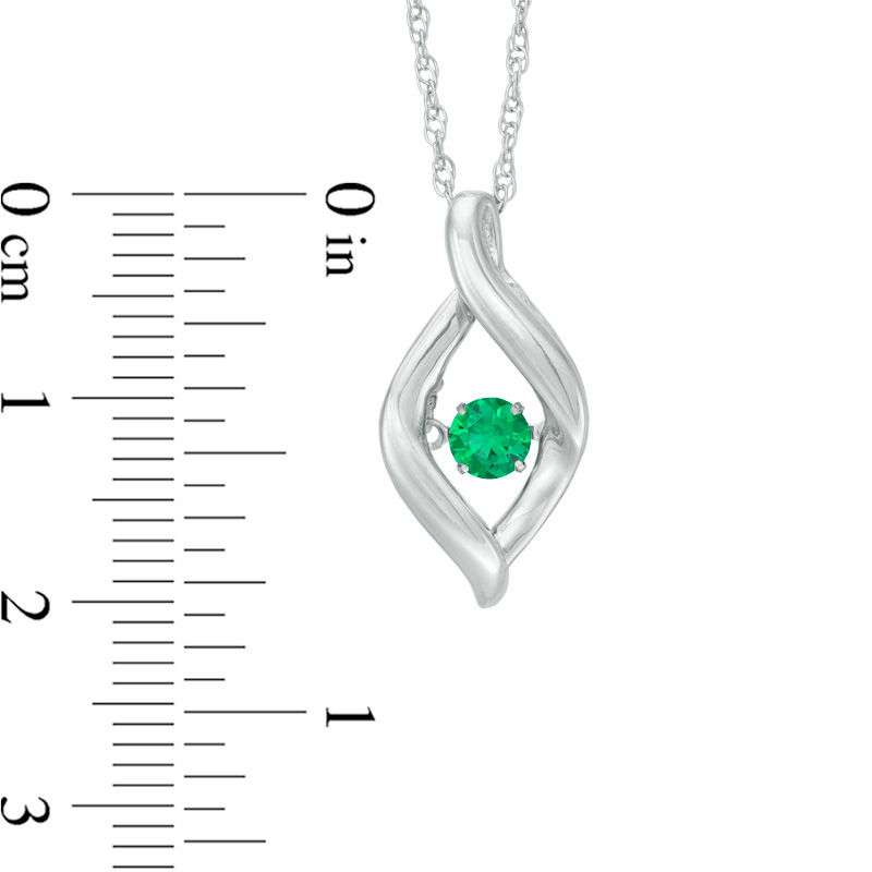Unstoppable Love™ 4.0mm Lab-Created Emerald Ribbon Flame Pendant in Sterling Silver
