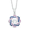 Unstoppable Love™ Lab-Created White, Blue and Pink Sapphire Woven Wreath Pendant in Sterling Silver