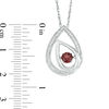 Unstoppable Love™ 4.5mm Garnet and 0.09 CT. T.W. Diamond Offset Teardrops Pendant in Sterling Silver