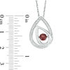 Thumbnail Image 1 of Unstoppable Love™ 4.5mm Garnet and 0.09 CT. T.W. Diamond Offset Teardrops Pendant in Sterling Silver