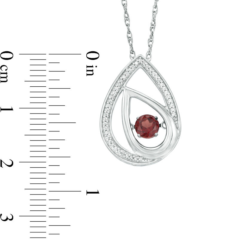 Unstoppable Love™ 4.5mm Garnet and 0.09 CT. T.W. Diamond Offset Teardrops Pendant in Sterling Silver