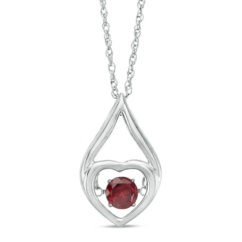 Unstoppable Love™ 6.0mm Garnet Heart in Teardrop Pendant in Sterling Silver|Peoples Jewellers