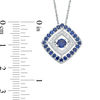 Unstoppable Love™ Lab-Created Blue and White Sapphire Tilted Square Pendant in Sterling Silver