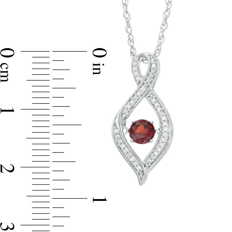 Unstoppable Love™ 4.5mm Garnet and 0.11 CT. T.W. Diamond Infinity Flame Pendant in Sterling Silver