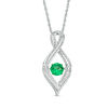 Thumbnail Image 1 of Unstoppable Love™ 4.5mm Lab-Created Emerald and 0.11 CT. T.W. Diamond Infinity Flame Pendant in Sterling Silver