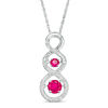 Thumbnail Image 1 of Unstoppable Love™ Lab-Created Ruby and 0.11 CT. T.W. Diamond Cascading Infinity Pendant in Sterling Silver