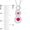 Thumbnail Image 2 of Unstoppable Love™ Lab-Created Ruby and 0.11 CT. T.W. Diamond Cascading Infinity Pendant in Sterling Silver