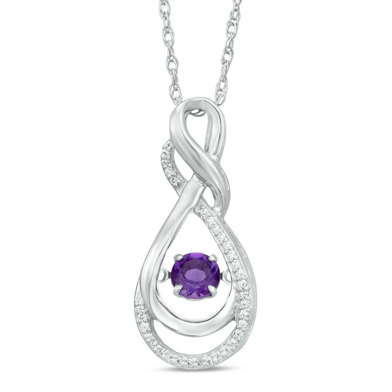 Unstoppable Love™ 4.5mm Amethyst and 0.07 CT. T.W. Diamond Layered Infinity Pendant in Sterling Silver