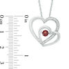 Unstoppable Love™ 4.0mm Garnet and 0.07 CT. T.W. Diamond Pair of Hearts Pendant in Sterling Silver
