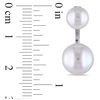 Thumbnail Image 1 of 7.0 - 10.5mm Button Cultured Freshwater Pearl Front/Back Earrings in Sterling Silver