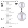 Thumbnail Image 2 of 7.0-10.5mm Button Freshwater Cultured Pearl Front/Back Earrings in Sterling Silver