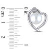 Thumbnail Image 2 of 8.0-8.5mm Freshwater Cultured Pearl and 0.04 CT. T.W. Diamond Heart Frame Stud Earrings in Sterling Silver