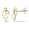 5.5-6.0mm Button Freshwater Cultured Pearl Abstract Stud Earrings in 10K Gold