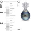 Thumbnail Image 2 of Baroque Black Tahitian Cultured Pearl and 0.04 CT. T.W. Diamond Vintage-Style Floral Drop Earrings in Sterling Silver