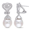 Thumbnail Image 1 of 10.0-10.5mm Baroque Freshwater Cultured Pearl and 0.06 CT. T.W. Diamond Vintage-Style Drop Earrings in Sterling Silver