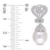 Thumbnail Image 2 of 10.0-10.5mm Baroque Freshwater Cultured Pearl and 0.06 CT. T.W. Diamond Vintage-Style Drop Earrings in Sterling Silver