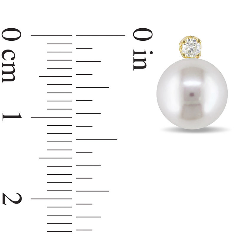 Main Image 2 of 8.5-9.0mm Freshwater Cultured Pearl and 0.10 CT. T.W. Diamond Stud Earrings in 14K Gold