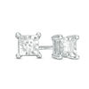 Thumbnail Image 1 of 0.085 CT. T.W. Diamond Solitaire Square Stud Earrings in 10K White Gold