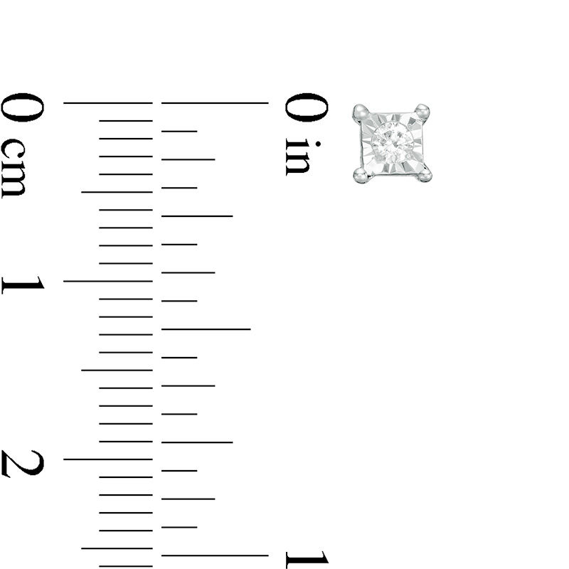 Main Image 2 of 0.085 CT. T.W. Diamond Solitaire Square Stud Earrings in 10K White Gold