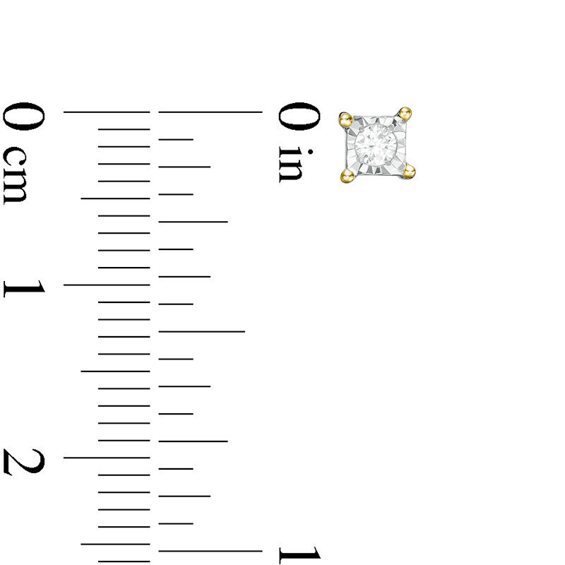 Main Image 2 of 0.085 CT. T.W. Diamond Solitaire Square Stud Earrings in 10K Gold