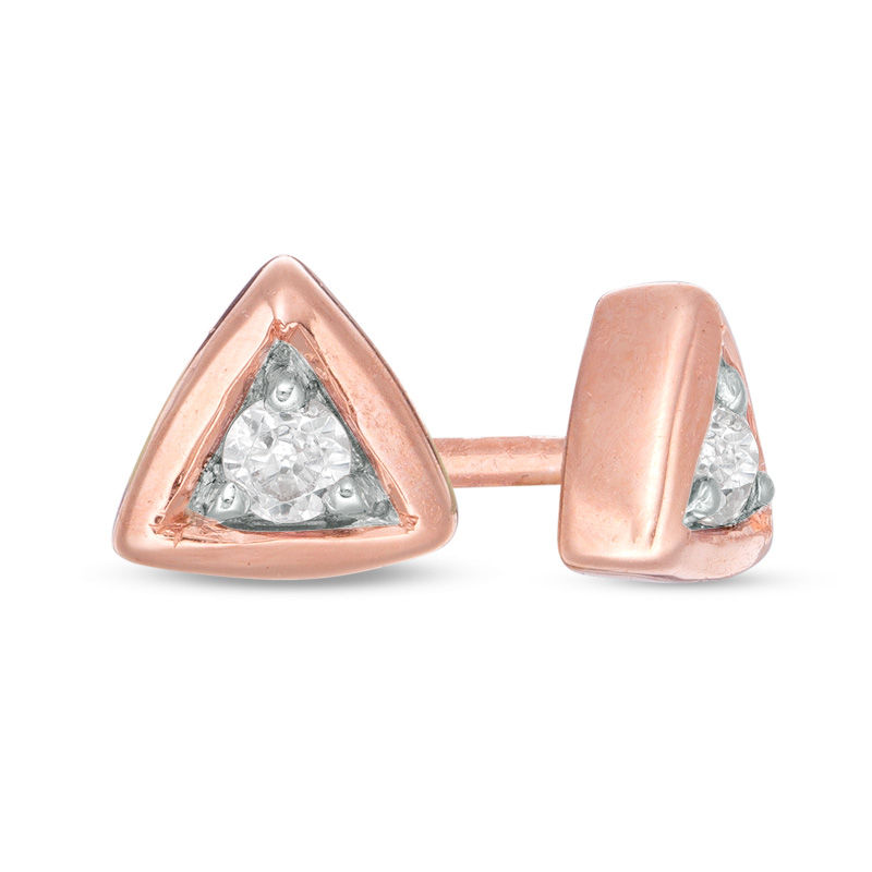 CT. T.W. Diamond Solitaire Triangle Stud Earrings in 10K Rose Gold|Peoples Jewellers