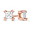 Thumbnail Image 0 of 0.065 CT. T.W. Diamond Solitaire Square Stud Earrings in 10K Rose Gold