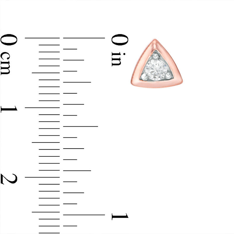 Main Image 2 of 0.23 CT. T.W. Diamond Solitaire Triangle Stud Earrings in 10K Rose Gold