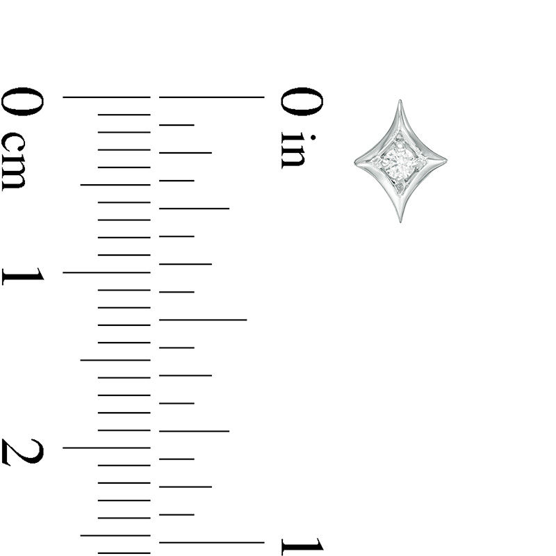 Main Image 2 of 0.04 CT. T.W. Diamond Solitaire Star Stud Earrings in 10K White Gold